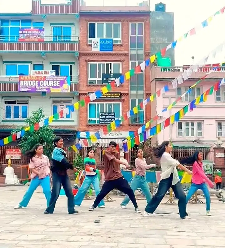 ECA dancers performing a street choreography in Kathmandu
