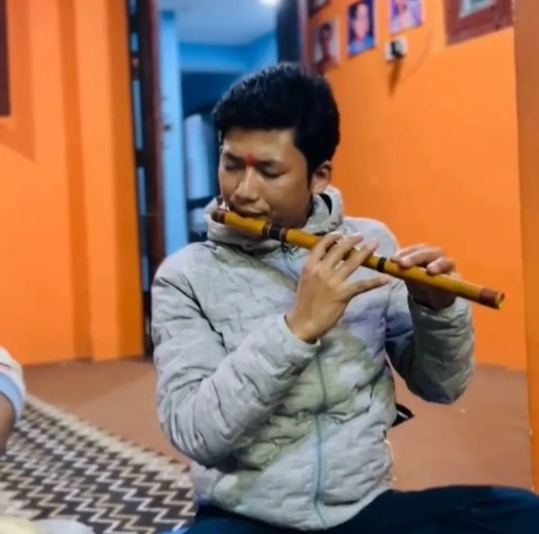 A student practising the bansuri at ECA Academy