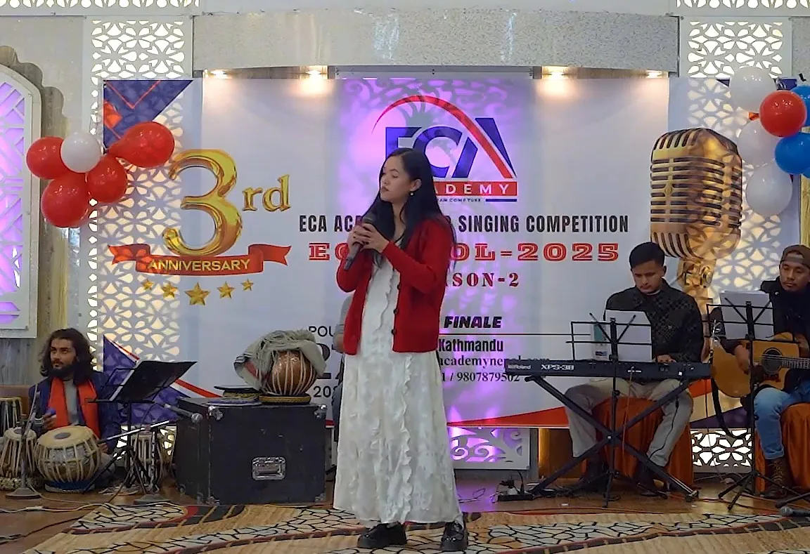 Ramila Tamang singing at the ECA Idol 2025 grand finale