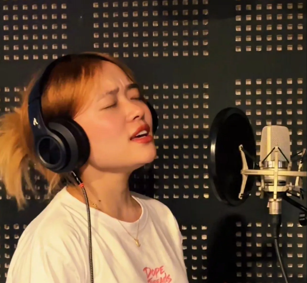 A singer recording at Daju Bhai Studio
