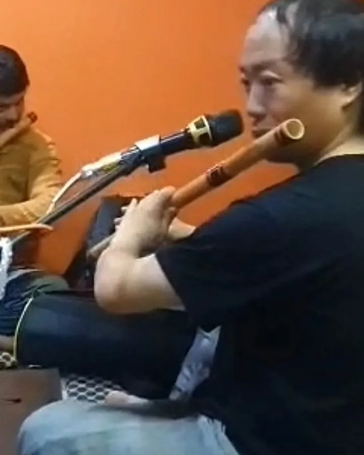Nagendra Bikram Rai playing the bansuri